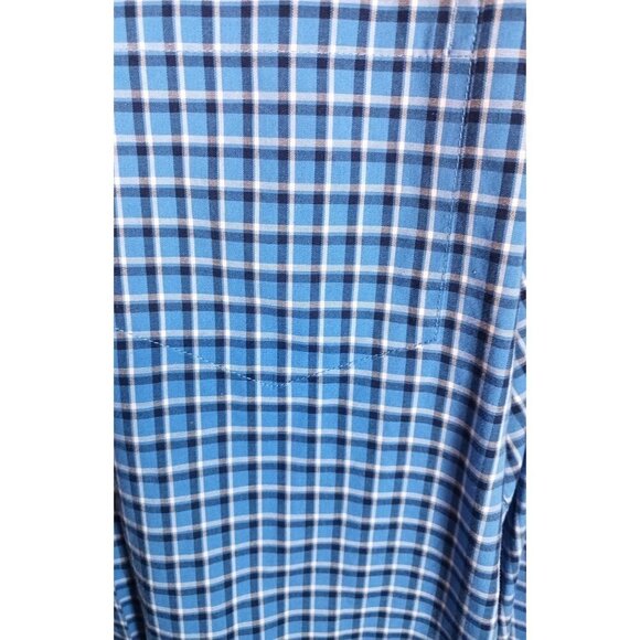 L.L.Bean Mens‎ Long Sleeve Button Down Plaid Shirt Blue Checkered Size M Tall - Picture 3 of 4